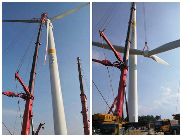 華潤河南唐河風電主體工程順利完成首臺風機吊裝