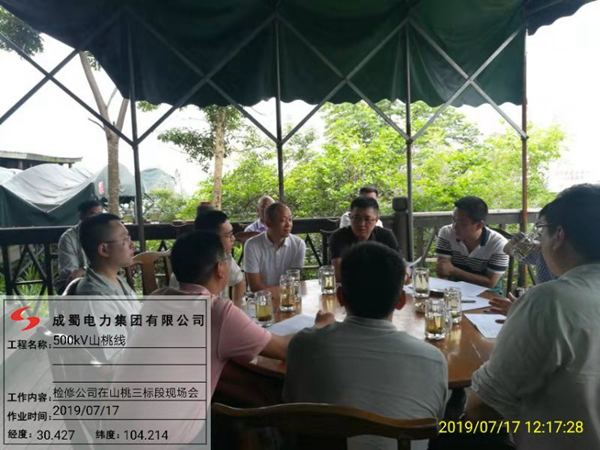 四川電力檢修公司白總一行到500kV山桃線遷改工程施工現場檢查指導工作